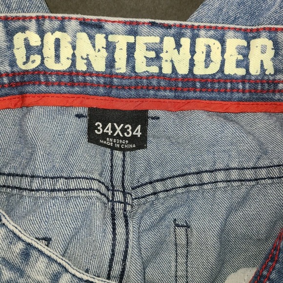 Contender Jeans Men's 34x34 Blue Distressed Embroidered Rose Patch Denim EUC - Picture 7 of 10